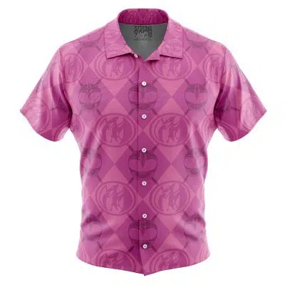 Pink Ranger Pattern Power Rangers Button Up Hawaiian Shirt