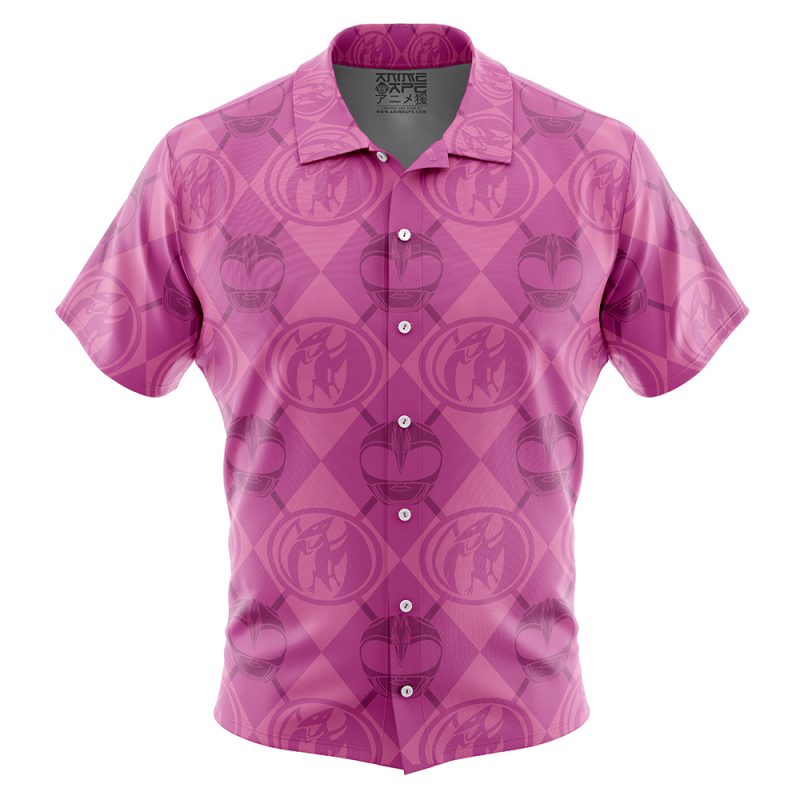 Pink Ranger Pattern Power Rangers Button Up Hawaiian Shirt