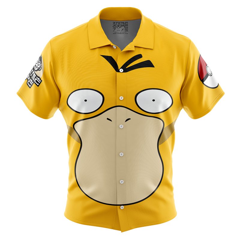 Psyduck Face Pokemon Button Up Hawaiian Shirt