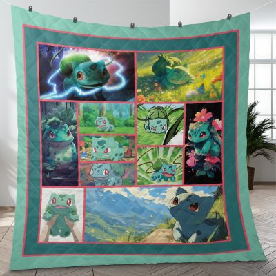 Bulbasaur Collage Pokemon Quilt Blanket