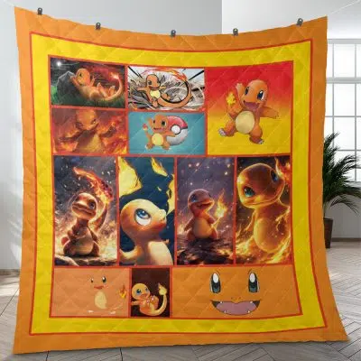 Charmander Collage Pokemon Quilt Blanket