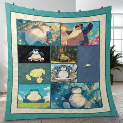 Snorlax Collage Pokemon Quilt Blanket