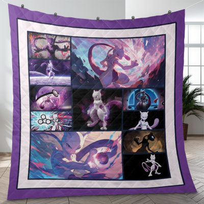 Mewtwo Collage Pokemon Quilt Blanket
