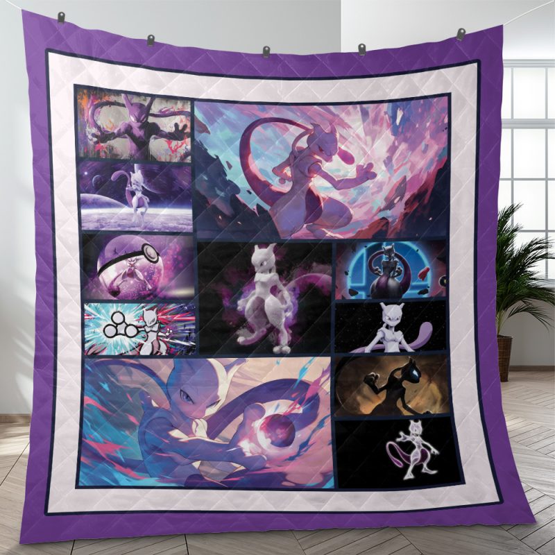 Mewtwo Collage Pokemon Quilt Blanket