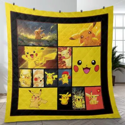 Pikachu Collage Pokemon Quilt Blanket