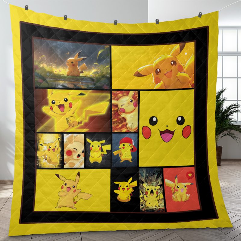 Pikachu Collage Pokemon Quilt Blanket