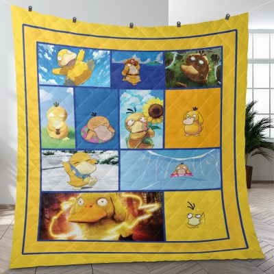 Psyduck Collage Pokemon Quilt Blanket