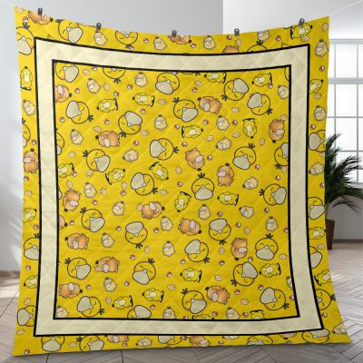 Psyduck Pattern Pokemon Quilt Blanket