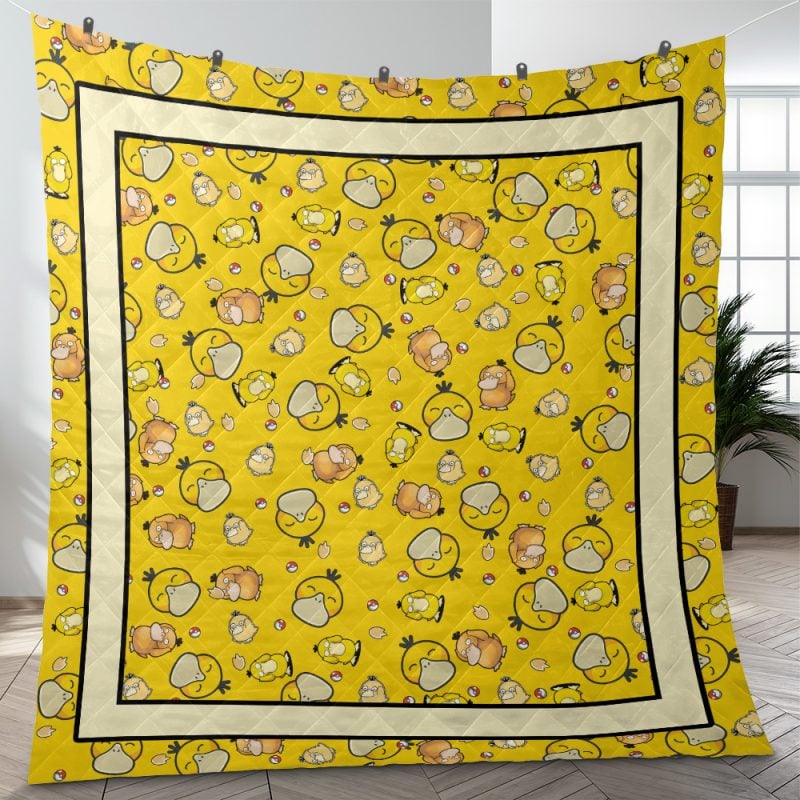 Psyduck Pattern Pokemon Quilt Blanket