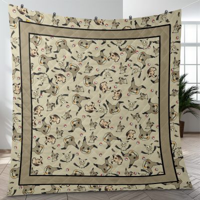 Mimikyu Pattern Pokemon Quilt Blanket