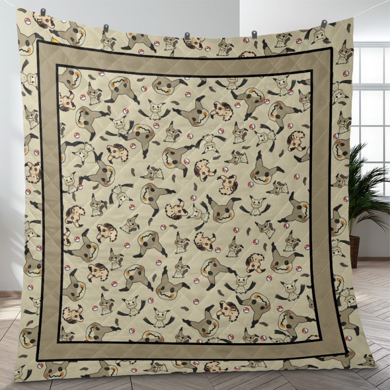 Mimikyu Pattern Pokemon Quilt Blanket