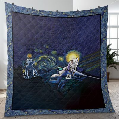 Princess Mononoke Starry Night Studio Ghibli Quilt Blanket