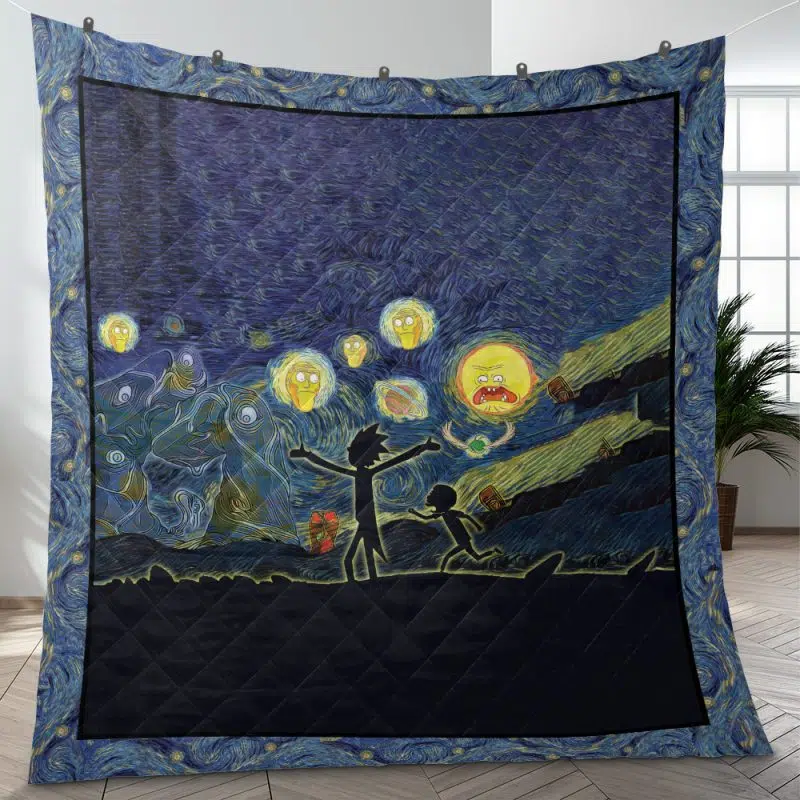 Rick and Morty Starry Night Quilt Blanket