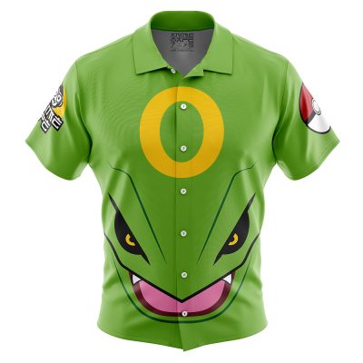 Rayquaza Face Pokemon Button Up Hawaiian Shirt