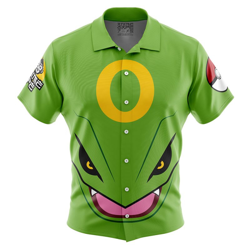 Rayquaza Face Pokemon Button Up Hawaiian Shirt