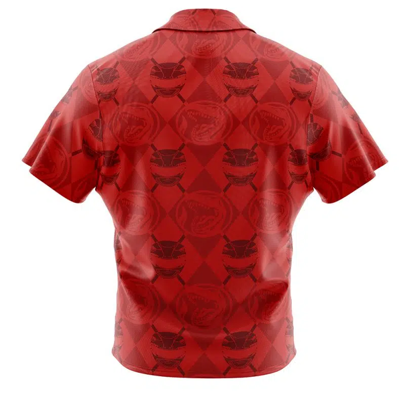 Red Ranger Pattern Power Rangers Button Up Hawaiian Shirt - Image 2