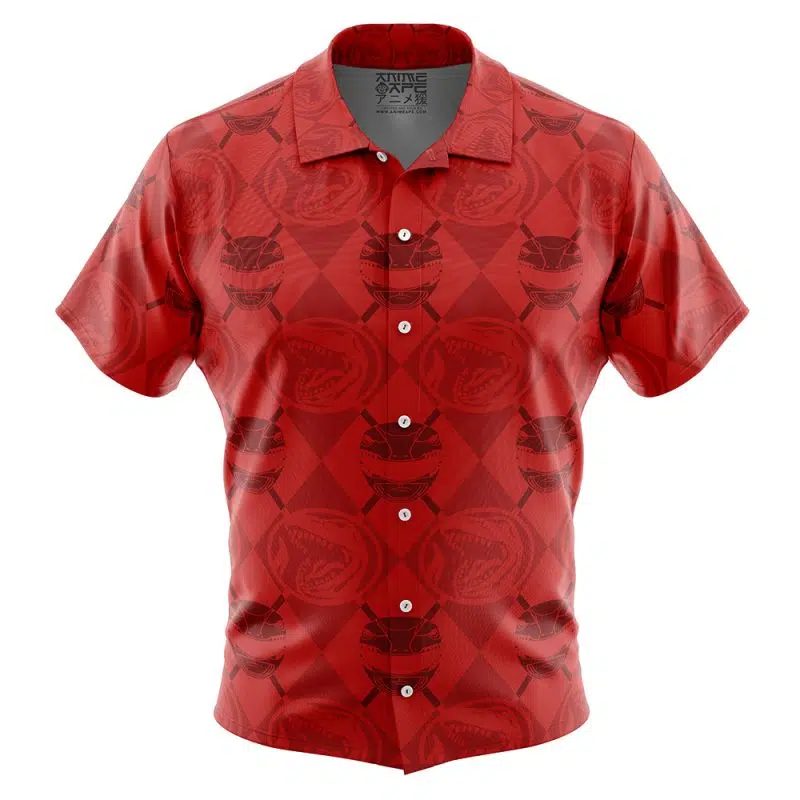 Red Ranger Pattern Power Rangers Button Up Hawaiian Shirt