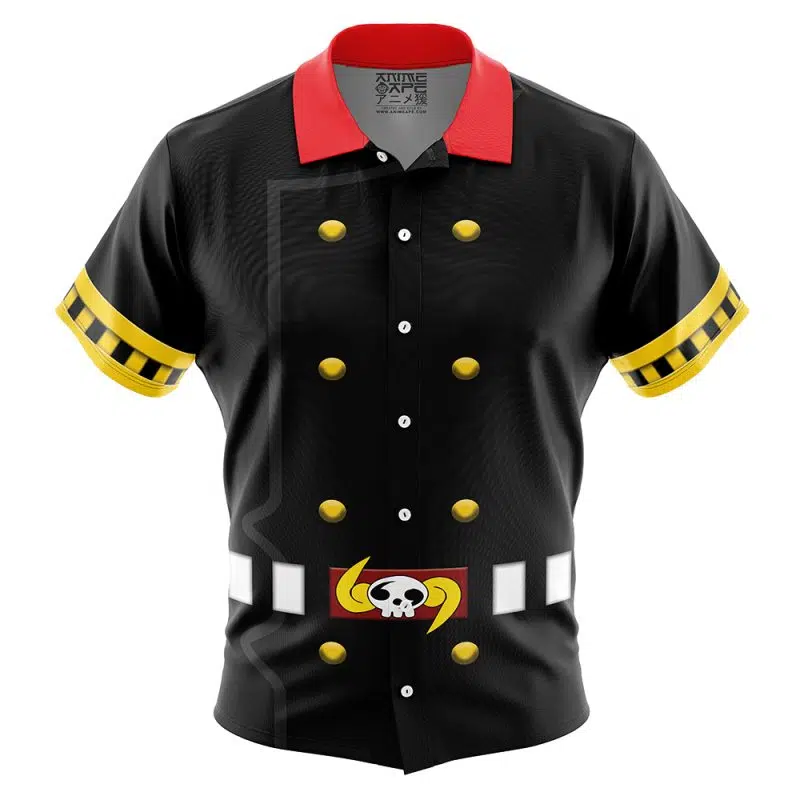Sanji Germa Stealth Black OP Button Up Hawaiian Shirt