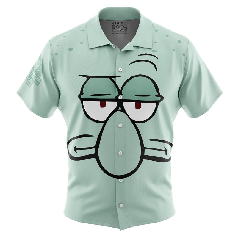 Squidward Face Spongebob Squarepants Button Up Hawaiian Shirt