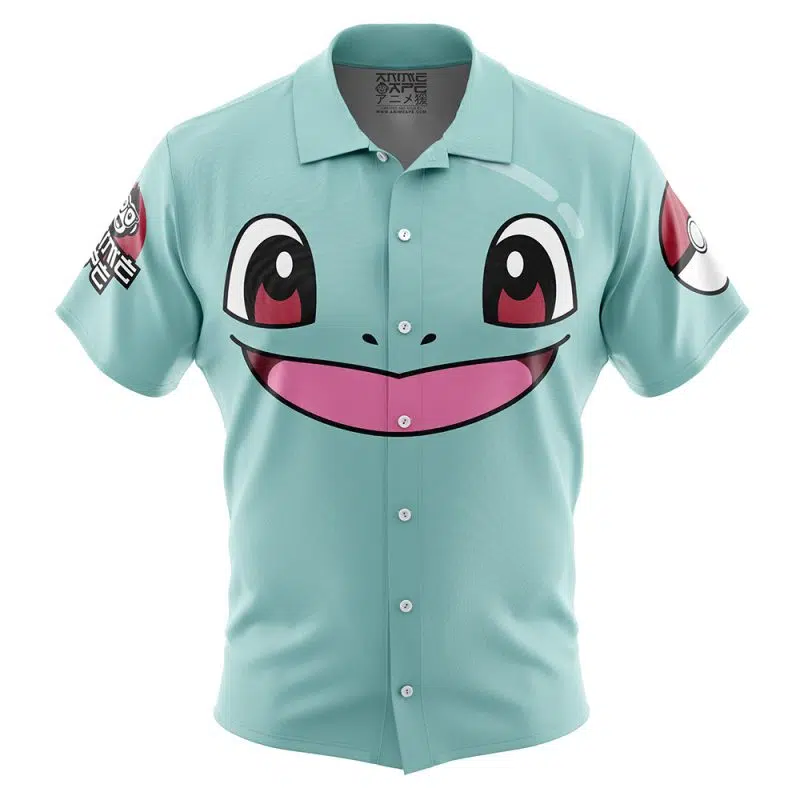 Squirtle Face Pokemon Button Up Hawaiian Shirt