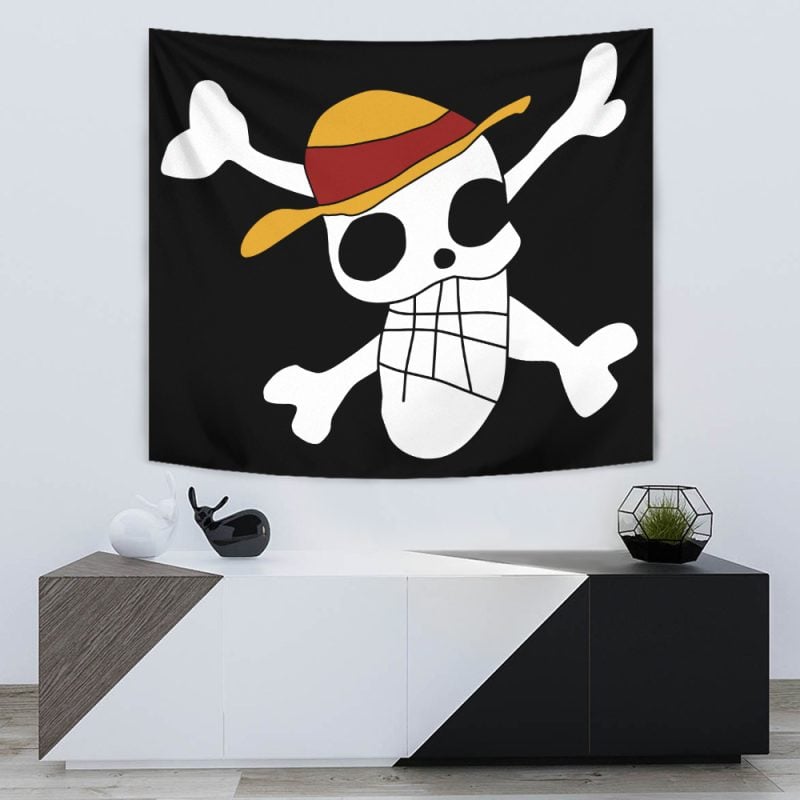 Luffy Drawing Strawhats Jolly Roger OP Tapestry