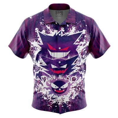 Trippy Ghostly Evolution Gastly Haunter Gengar Pokemon Button Up Hawaiian Shirt
