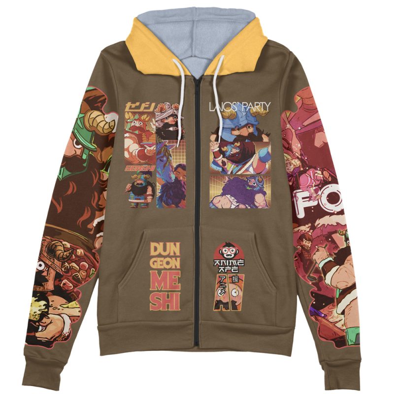 Senshi Delicious in Dungeon Streetwear Zip Hoodie Jacket - Image 2