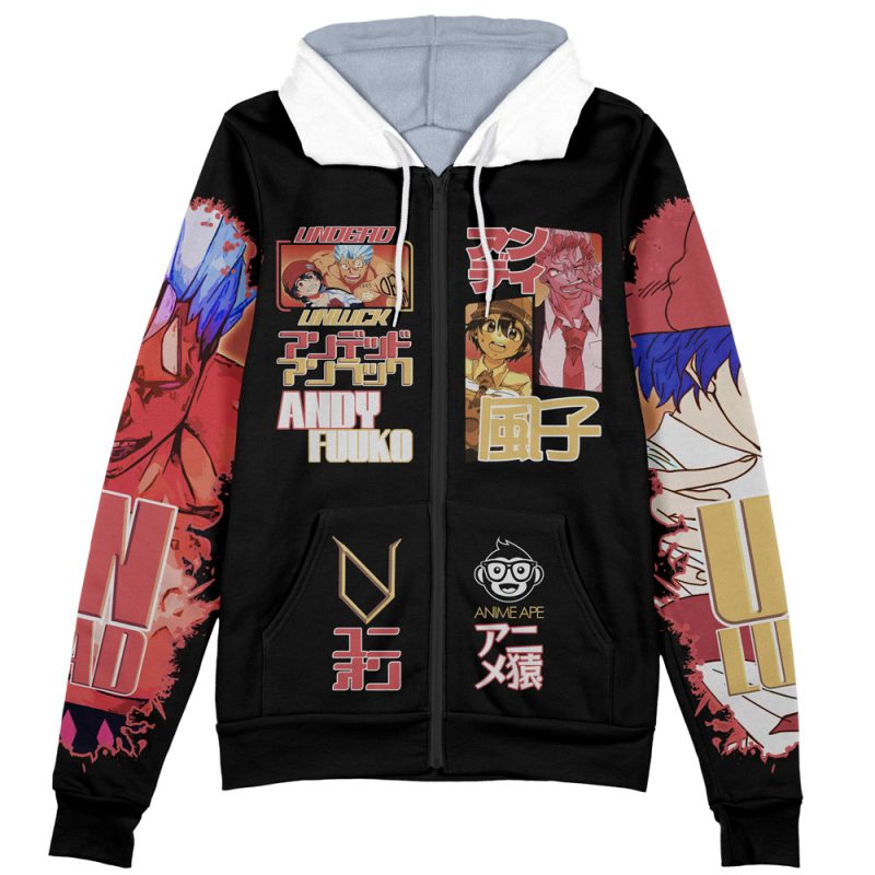 Andy and Fuuko Undead Unluck Streetwear Zip Hoodie Jacket - Image 2