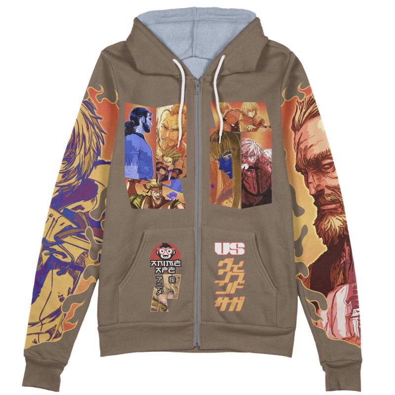 War Arc Vinland Saga Streetwear Zip Hoodie Jacket - Image 2