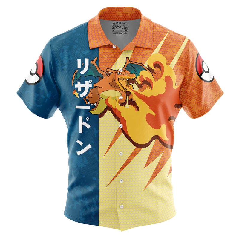 Charizard Attack Pokemon Button Up Hawaiian Shirt