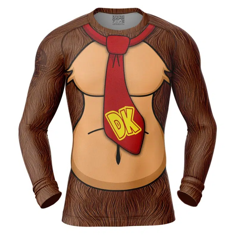 Donkey Kong Cosplay Long Sleeve Rash Guard Compression
