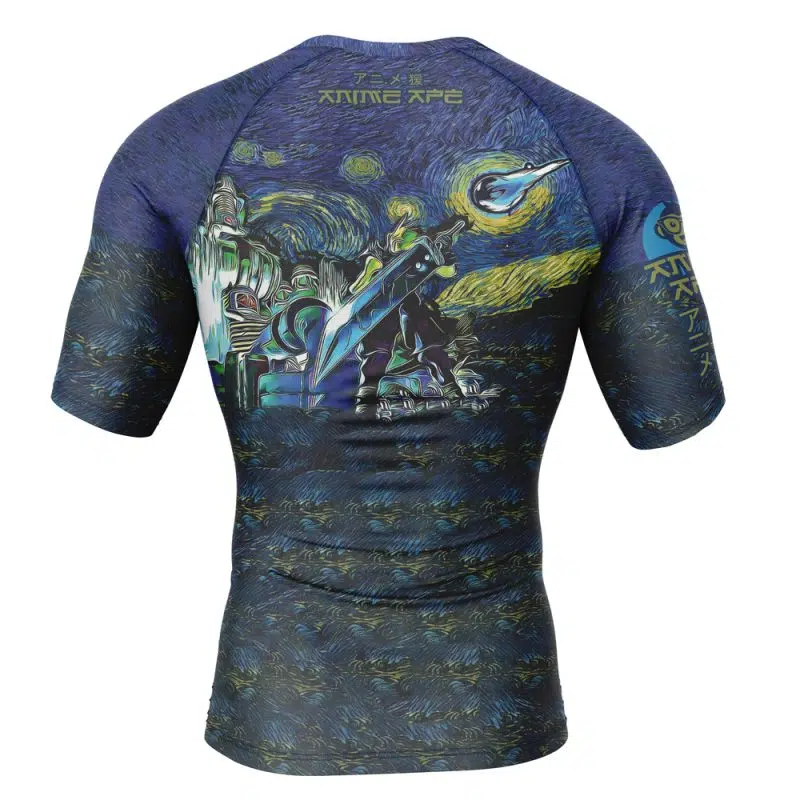 Final Fantasy 7 Starry Night Short Sleeve Rash Guard Compression Shirt - Image 2