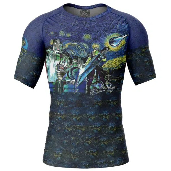 Final Fantasy 7 Starry Night Short Sleeve Rash Guard Compression Shirt