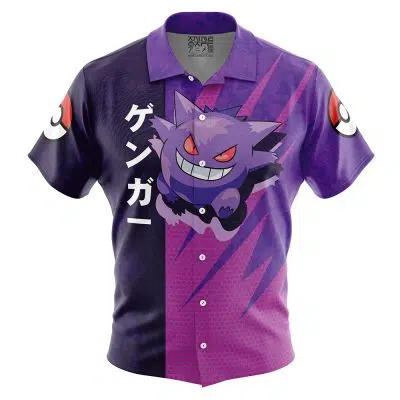 Gengar Attack Pokemon Button Up Hawaiian Shirt