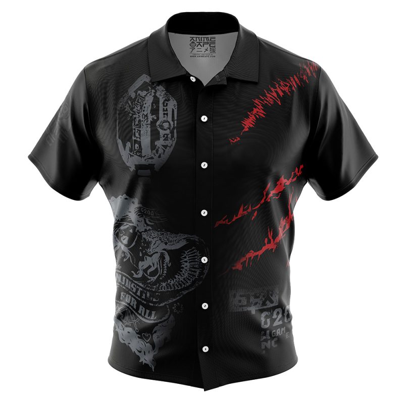 Johnny Silverhand Tattoo Cyberpunk Button Up Hawaiian Shirt