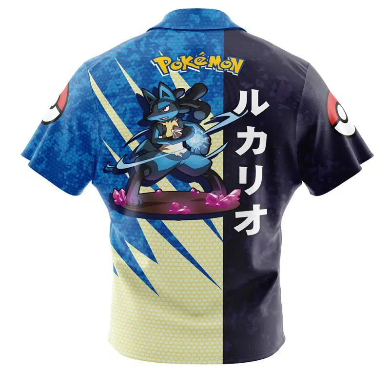 Lucario Attack Pokemon Button Up Hawaiian Shirt - Image 2