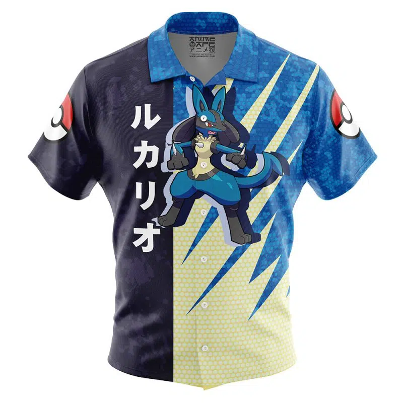 Lucario Attack Pokemon Button Up Hawaiian Shirt