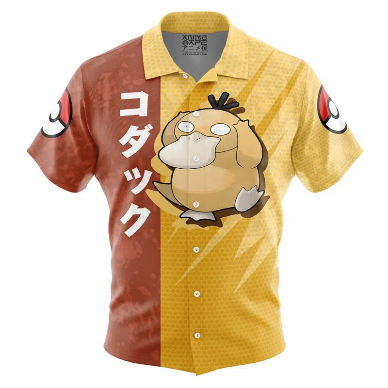 Psyduck Attack Pokemon Button Up Hawaiian Shirt