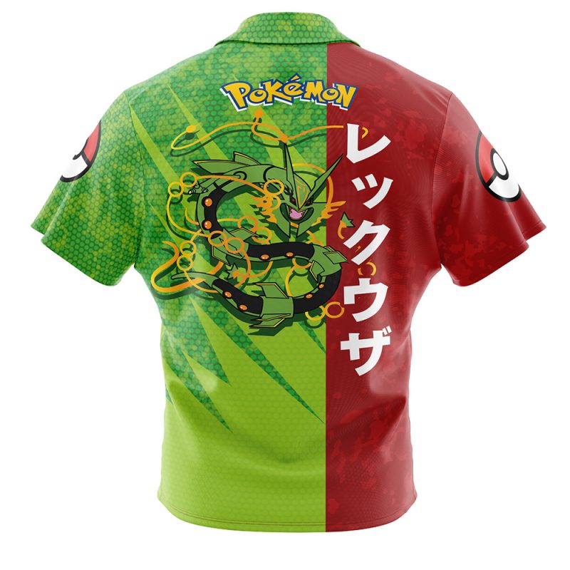 Rayquaza Attack Pokemon Button Up Hawaiian Shirt - Image 2