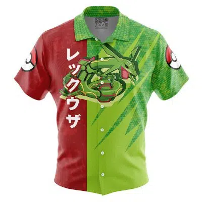 Rayquaza Attack Pokemon Button Up Hawaiian Shirt