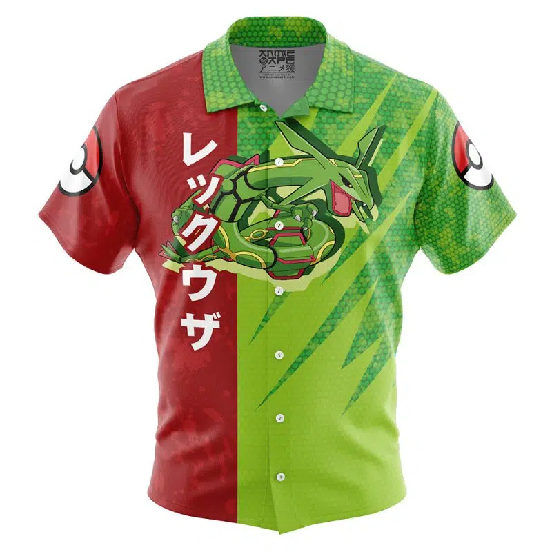 Rayquaza Attack Pokemon Button Up Hawaiian Shirt