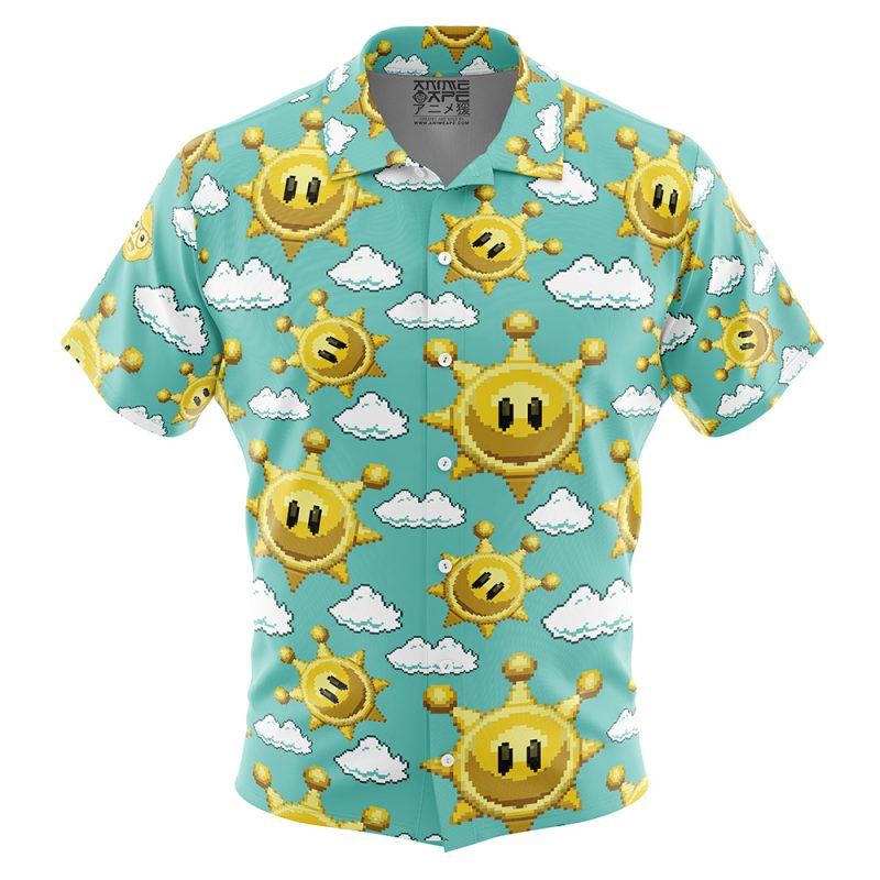 Pixel Shine Sprite Mario Bros Button Up Hawaiian Shirt