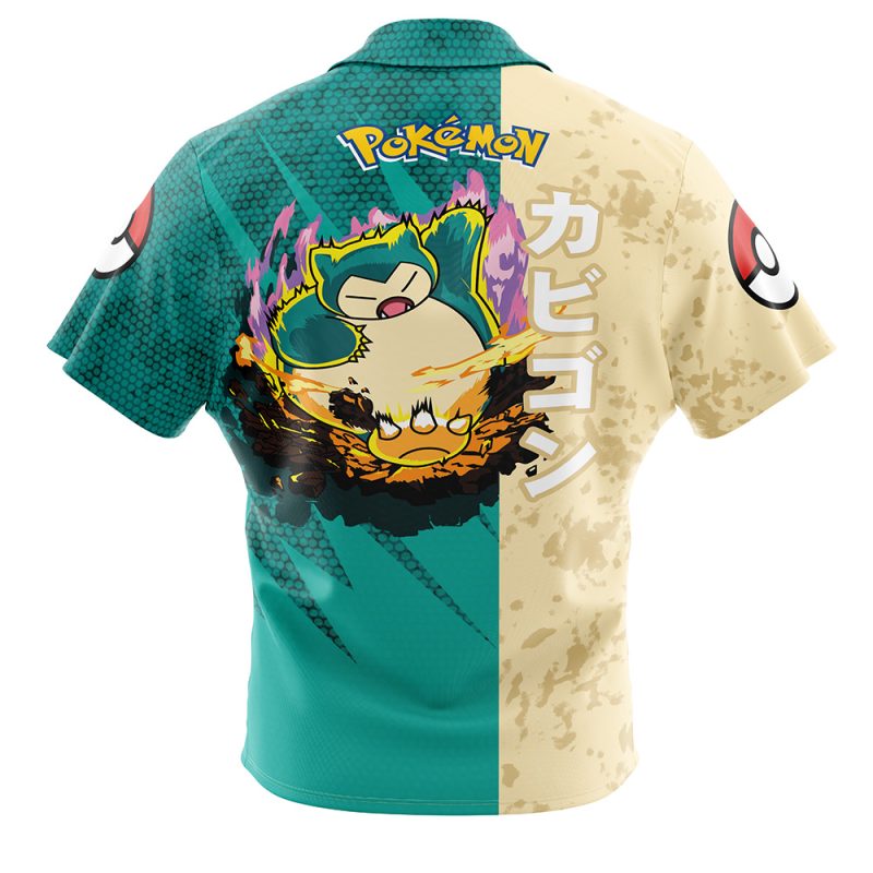 Snorlax Attack Pokemon Button Up Hawaiian Shirt - Image 2