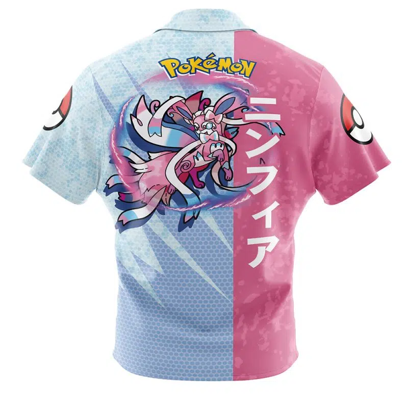 Sylveon Attack Pokemon Button Up Hawaiian Shirt - Image 2