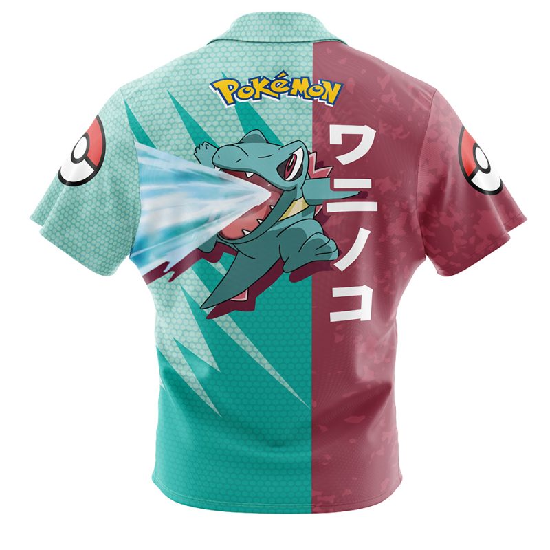 Totodile Attack Pokemon Button Up Hawaiian Shirt - Image 2