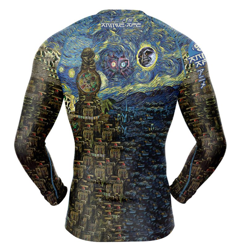 Zelda Majora’s Mask Starry Night Long Sleeve Rash Guard Compression Shirt - Image 2