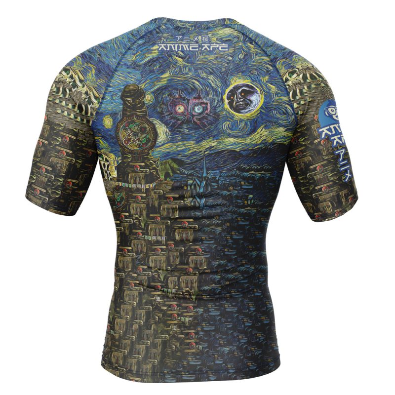 Zelda Majora’s Mask Starry Night Short Sleeve Rash Guard Compression Shirt - Image 2