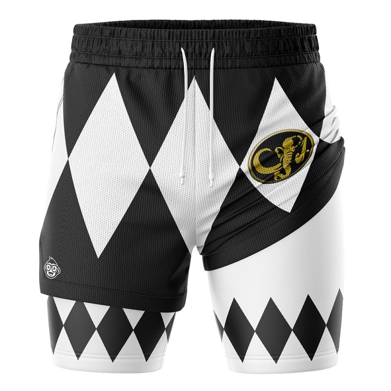 Black Ranger V1 Mighty Morphin Power Rangers 2-in-1 Performance Shorts - Image 2