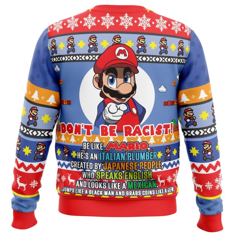 Don't Be Racist Be Like Mario Super Mario Bros. Ugly Christmas Sweater - Image 2