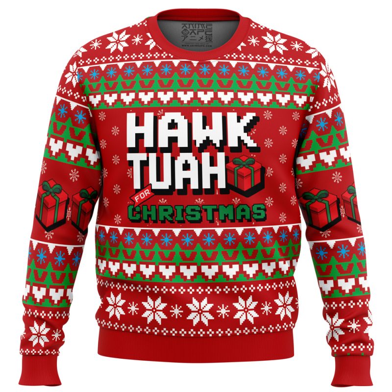 Hawk Tuah For Christmas Pop Culture Ugly Christmas Sweater